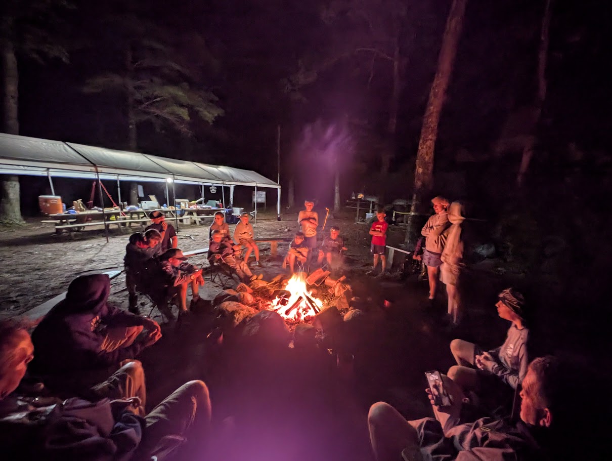 Campfire gathering at Yawgoog.